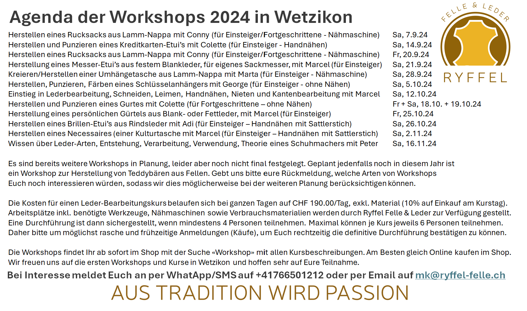 Erweiterte Agenda Workshops 2024